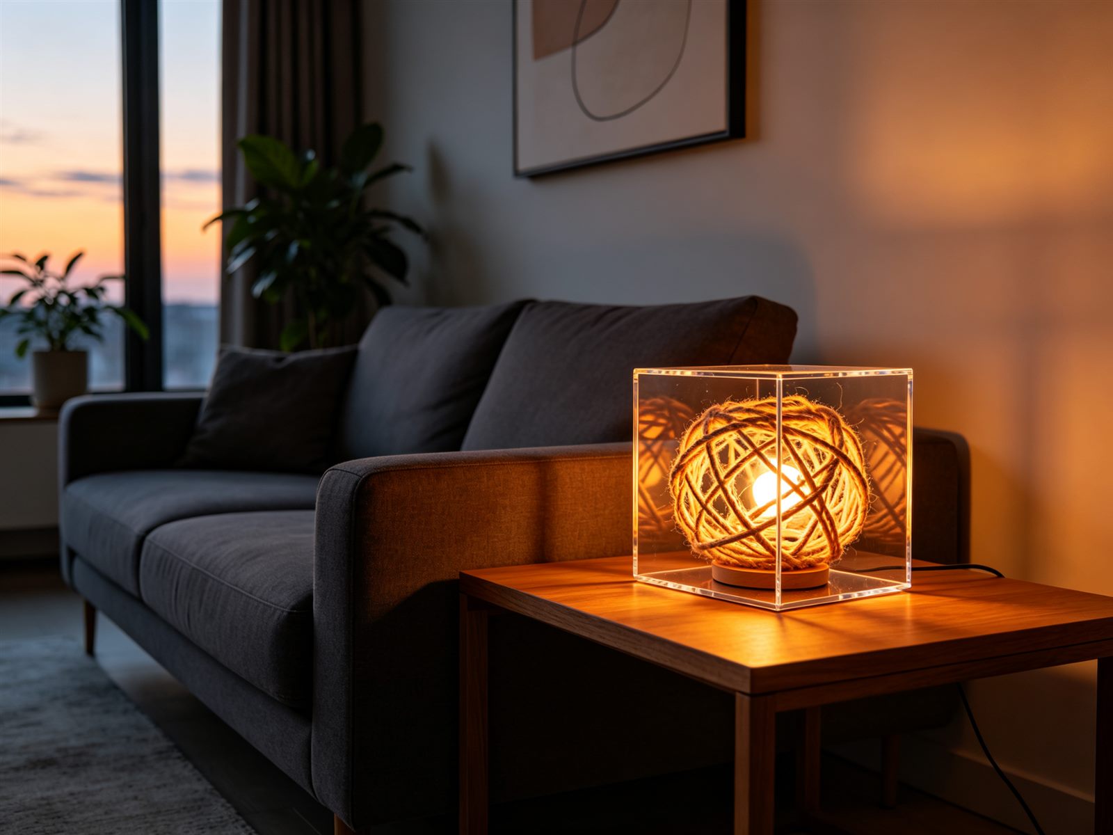 Acrylic cube light in living room